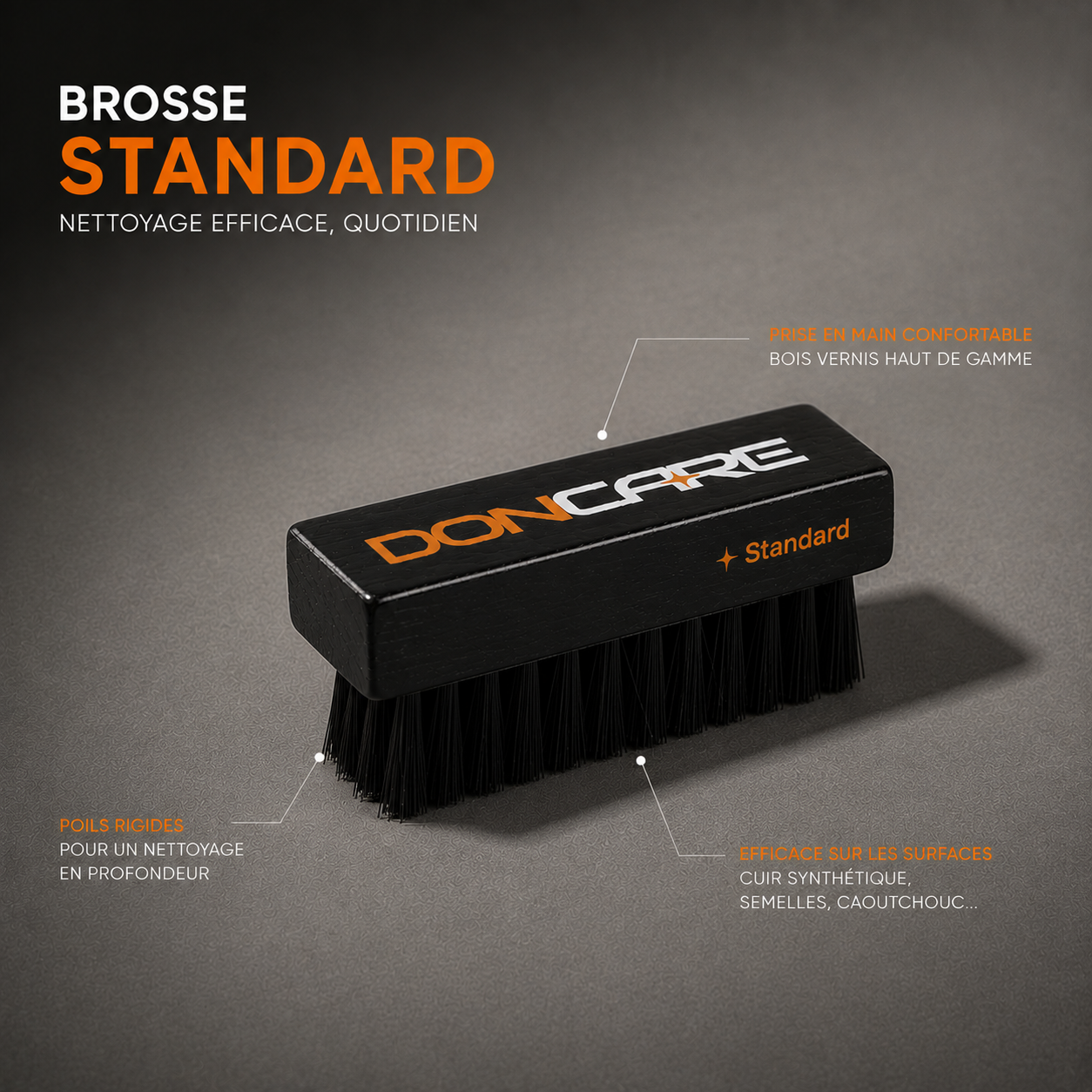 Brosse Standard DonCare noire à poils rigides