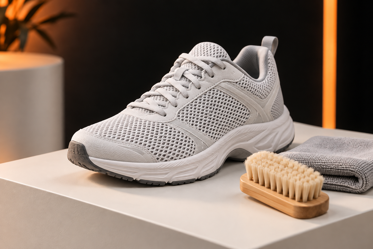 Sneaker en mesh avec une brosse douce et un chiffon microfibre